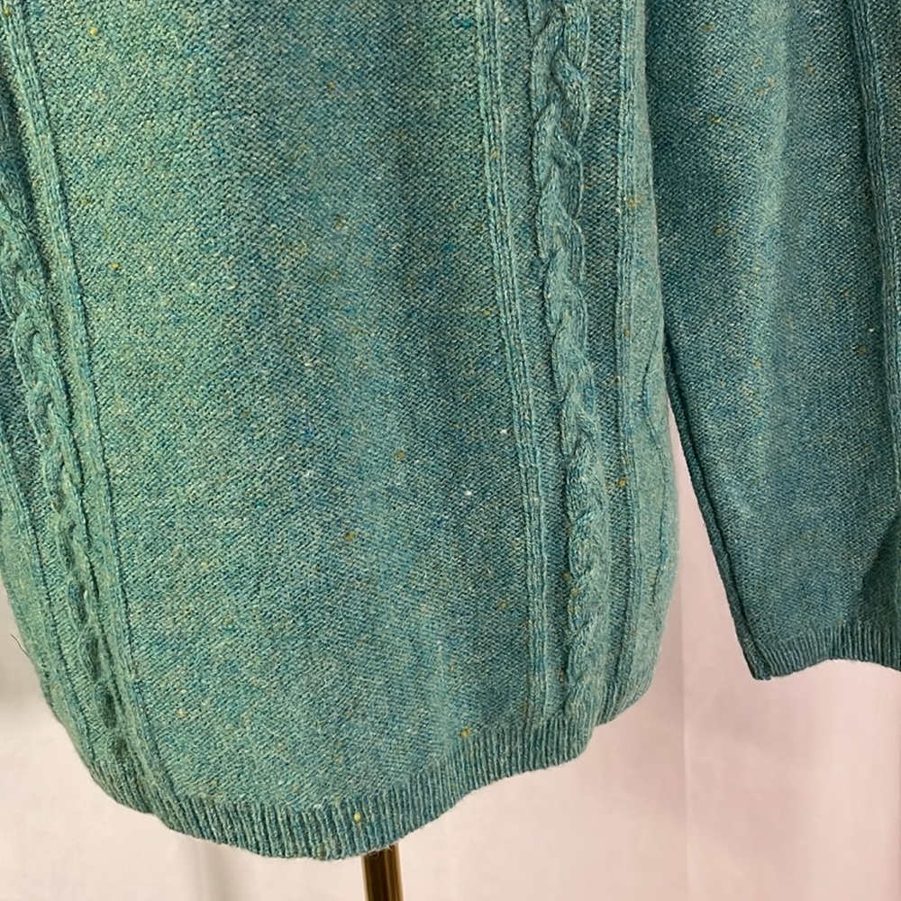 NWOT Appleseed’s Teal Confetti Knit Wool Cable Knit Crew Neck Sweater - Picture 14 of 16